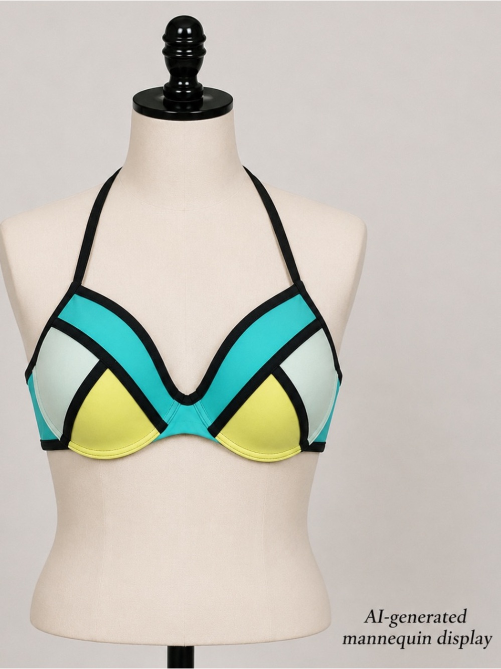Target Xhilaration Blue and Yellow Colorblock Bikini Top